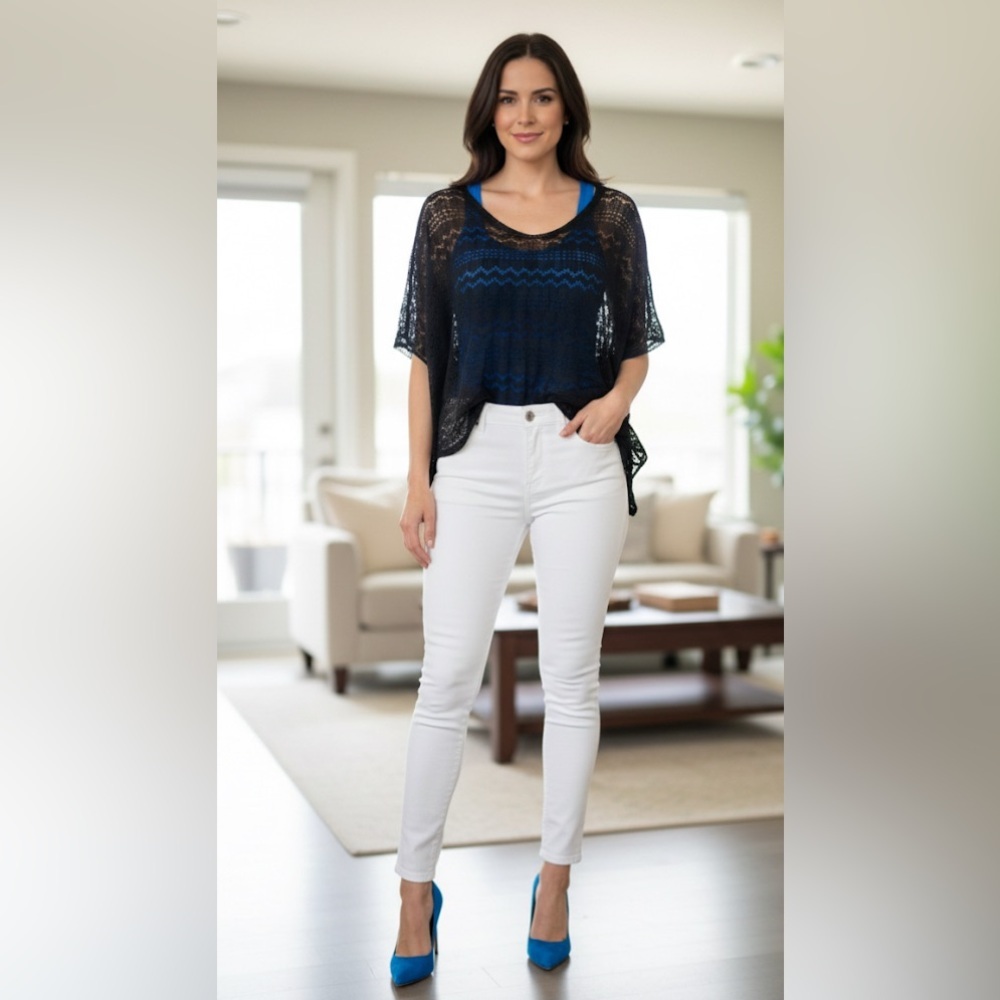 2 Chic Transparent Poncho Pullover Top - Picture 13 of 13